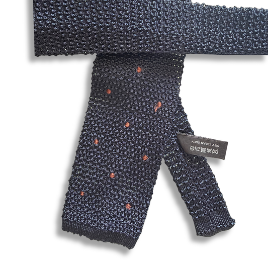 CALABRESE CRAVATTA IN MAGLIA POIS BLU MARRONE - CINQUANTOTTO PESARO | Negozio di abbigliamento
