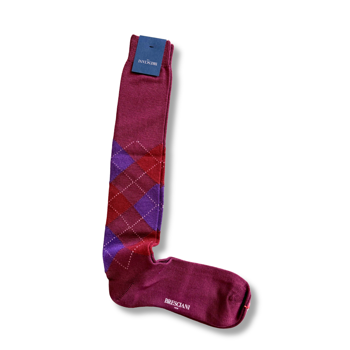 BRESCIANI CALZA A ROMBI MELANZANA