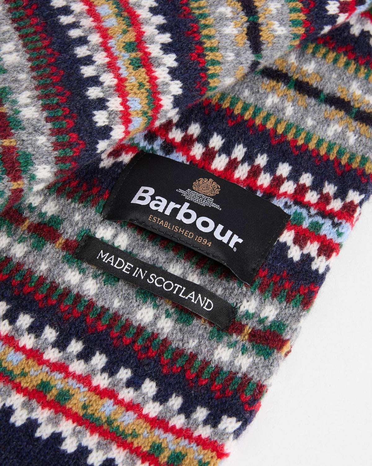 BARBOUR SCIARPA FAIR ISLE NAVY MADE IN SCOTLAND