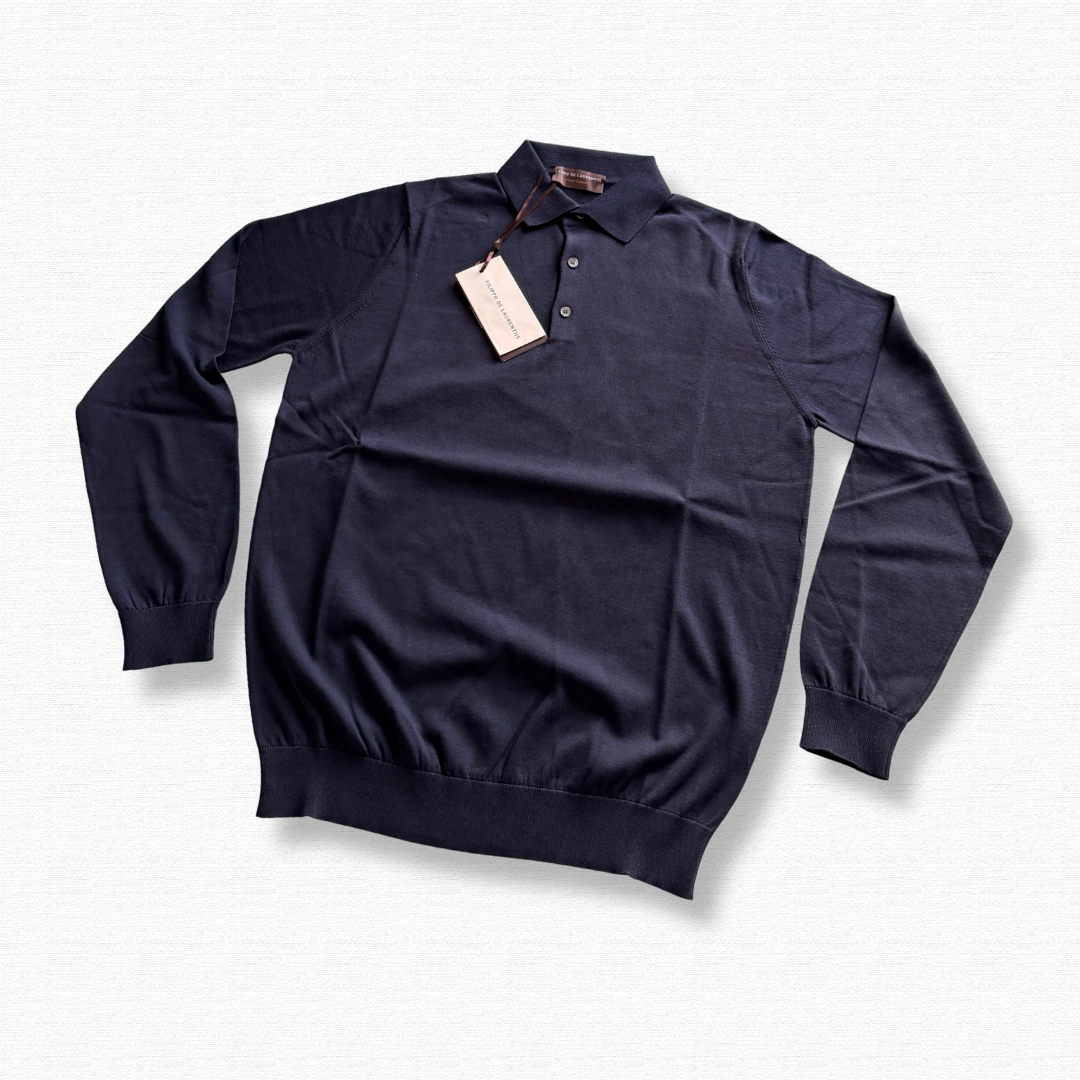 FILIPPO DE LAURENTIIS POLO MANICA LUNGA NAVY - CINQUANTOTTO PESARO | Negozio di abbigliamento