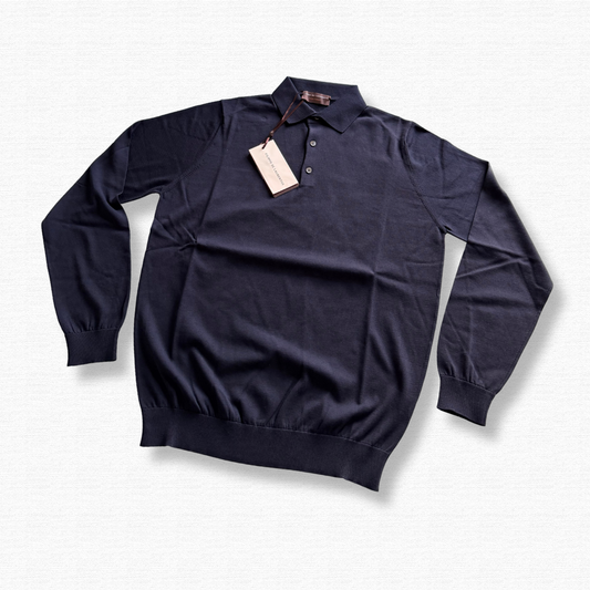 FILIPPO DE LAURENTIIS POLO MANICA LUNGA NAVY - CINQUANTOTTO PESARO | Negozio di abbigliamento