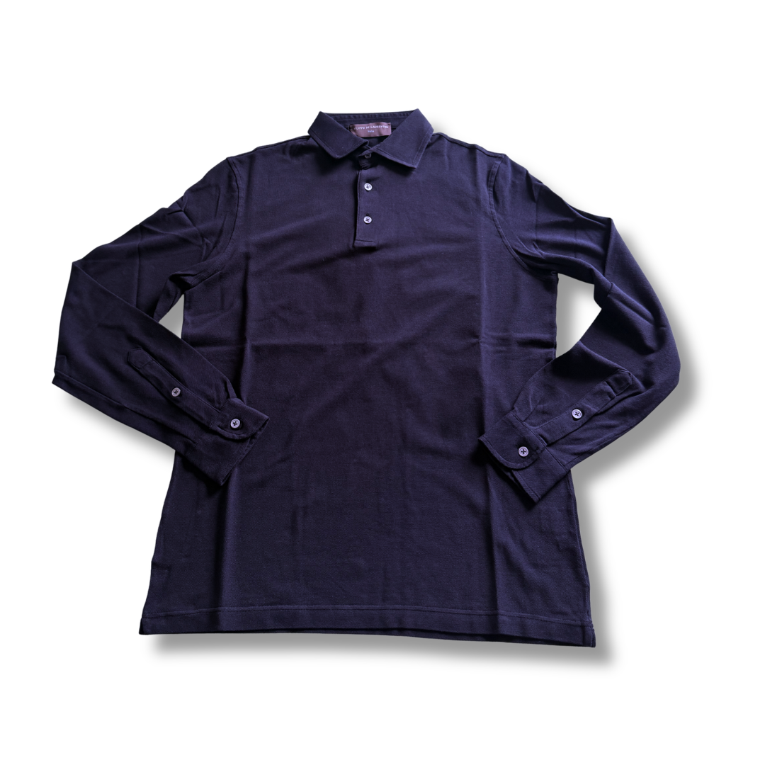 FILIPPO DE LAURENTIIS POLO PIQUE MANICA LUNGA BLU - CINQUANTOTTO PESARO | Negozio di abbigliamento