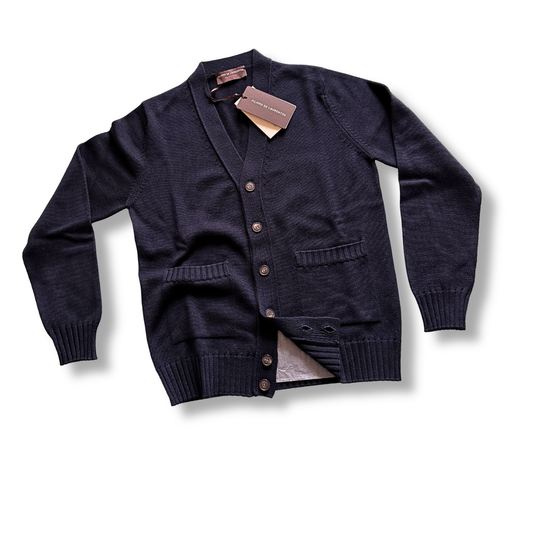 FILIPPO DE LAURENTIIS CARDIGAN V NAVY MERINO PURO