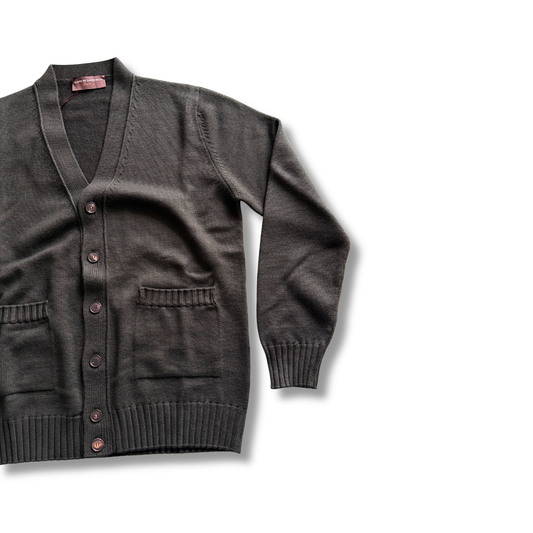 FILIPPO DE LAURENTIIS CARDIGAN V MILITARY GREEN MERINO PURO