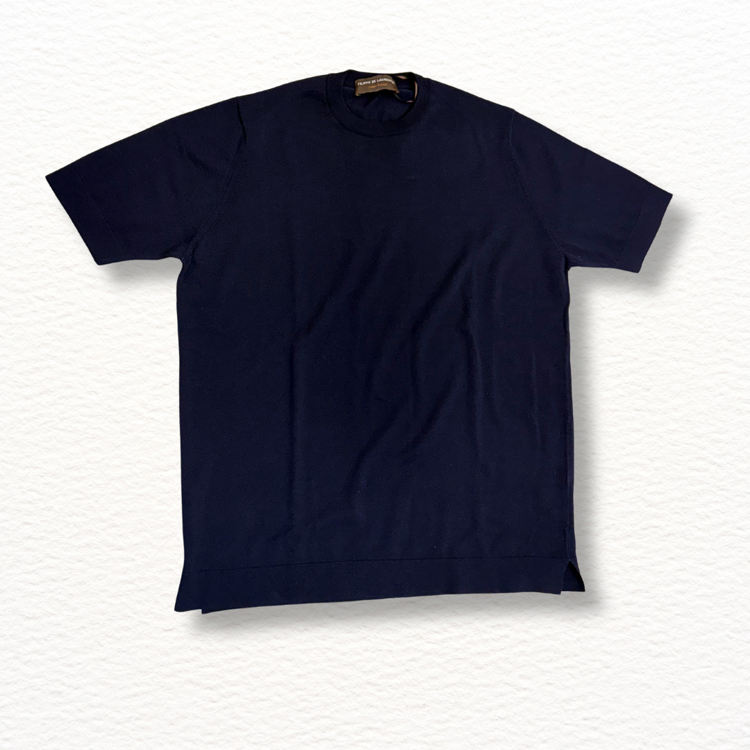 FILIPPO DE LAURENTIIS T SHIRT CREPE COTTON NAVY - CINQUANTOTTO PESARO | Negozio di abbigliamento