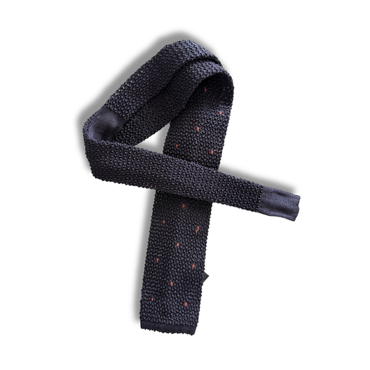 CALABRESE CRAVATTA IN MAGLIA POIS BLU MARRONE - CINQUANTOTTO PESARO | Negozio di abbigliamento