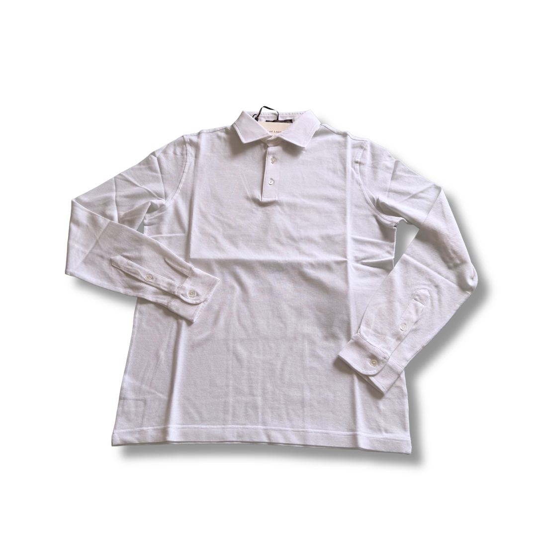 FILIPPO DE LAURENTIIS PIQUE MANICA LUNGA BIANCO - CINQUANTOTTO PESARO | Negozio di abbigliamento