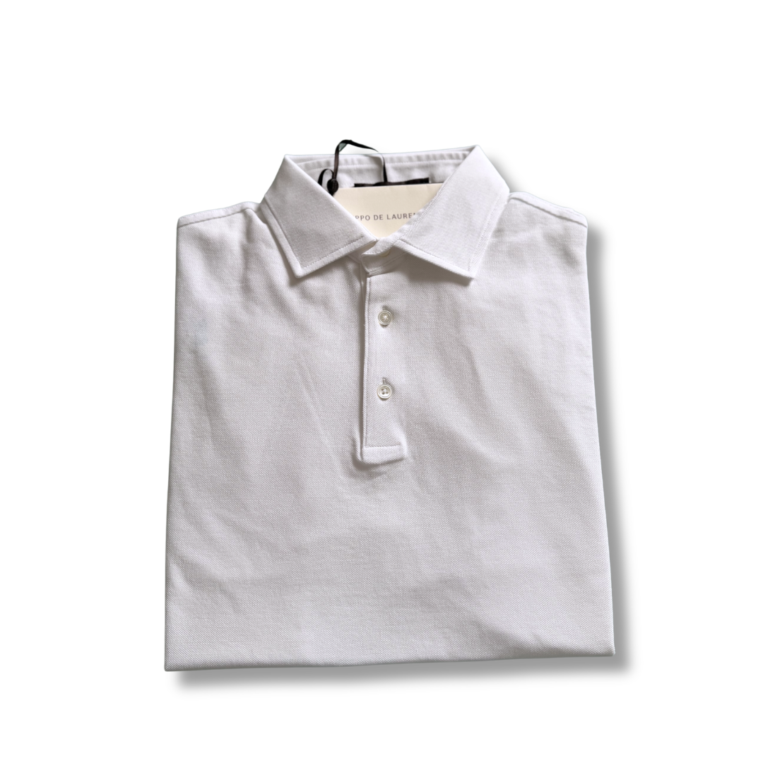 FILIPPO DE LAURENTIIS PIQUE MANICA LUNGA BIANCO - CINQUANTOTTO PESARO | Negozio di abbigliamento