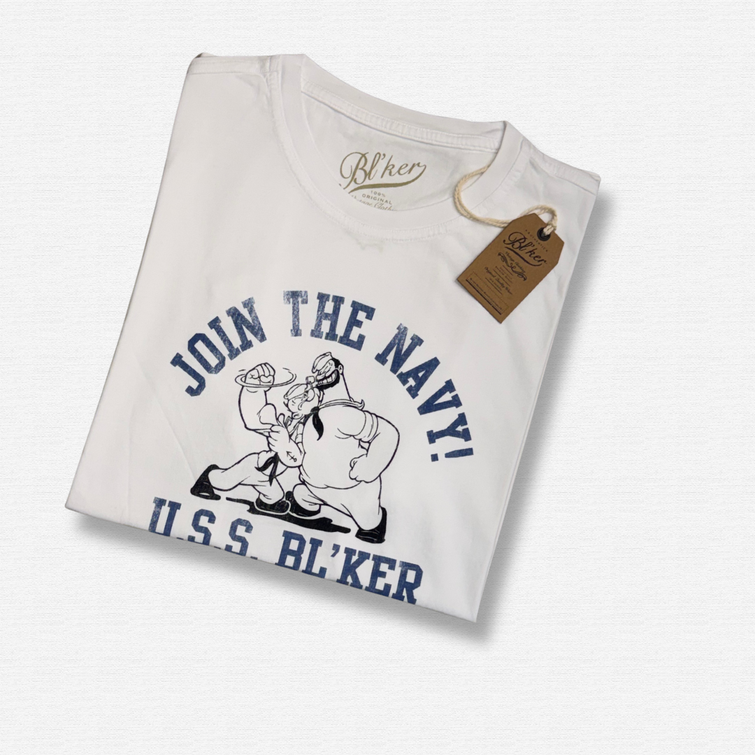BLKER T SHIRT JOIN THE NAVY BIANCO - CINQUANTOTTO PESARO | Negozio di abbigliamento