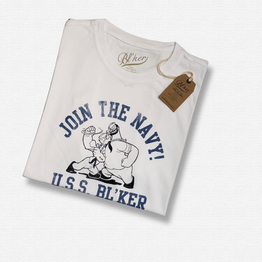 BLKER T SHIRT JOIN THE NAVY BIANCO - CINQUANTOTTO PESARO | Negozio di abbigliamento