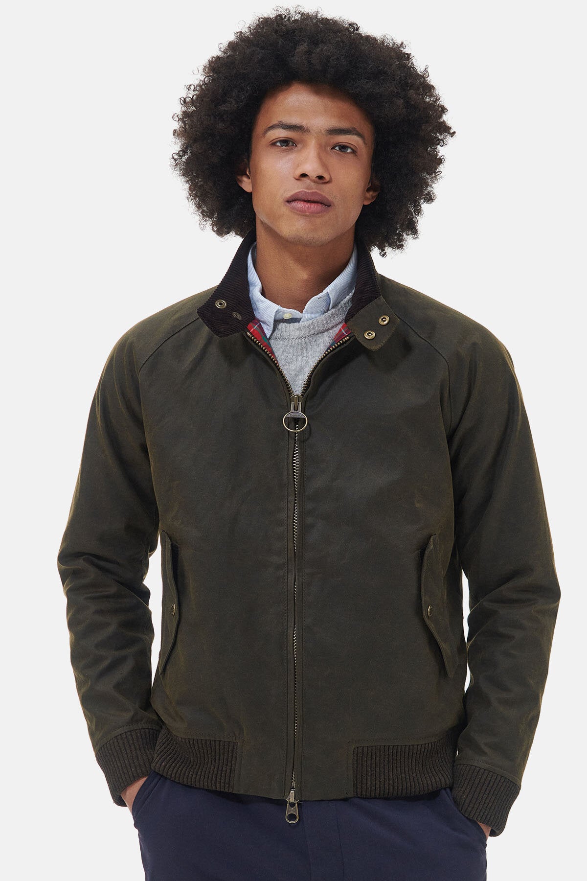 BARBOUR X BARACUTA PORTON WAX OLIVE