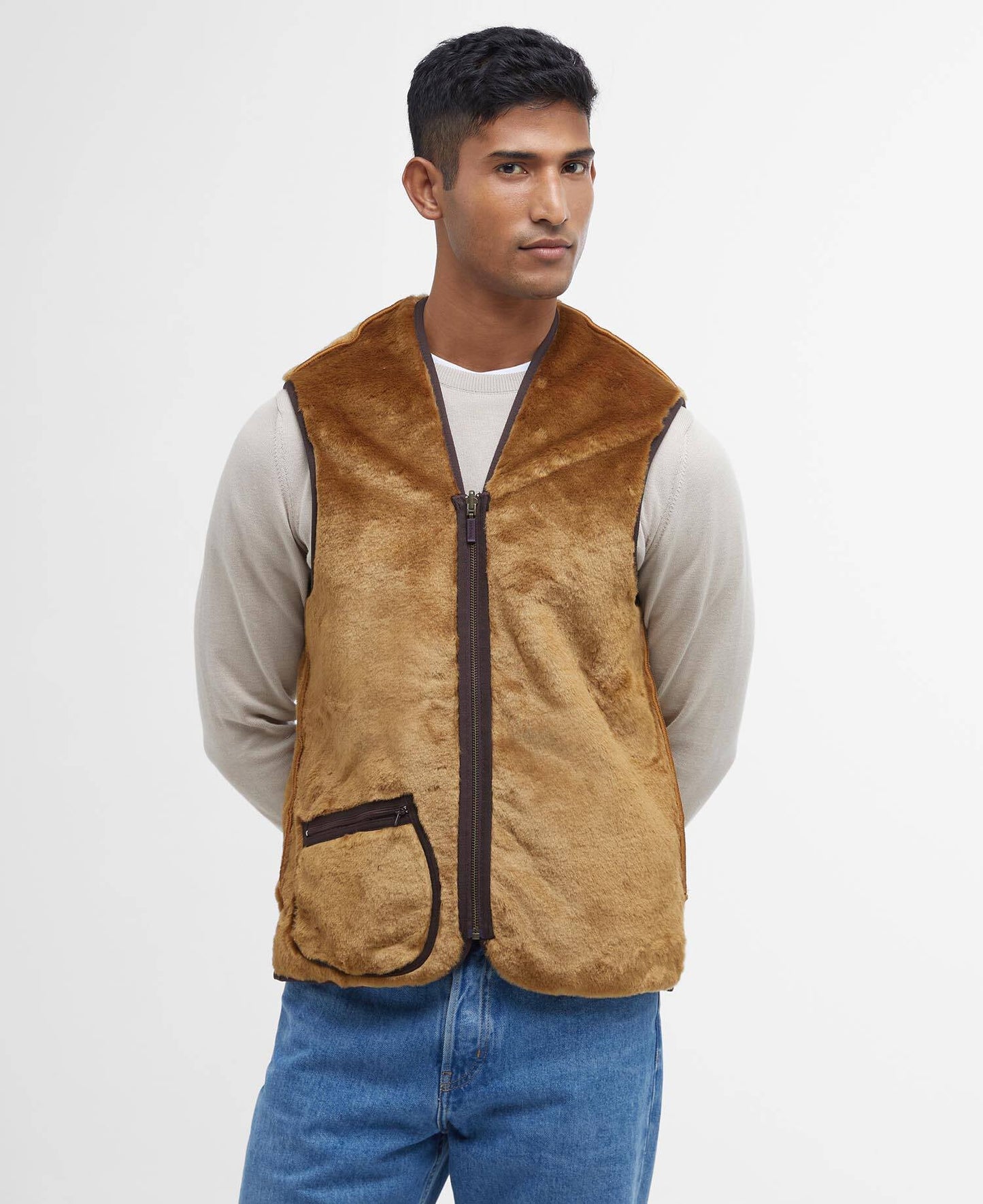 BARBOUR GILET PILE BROWN