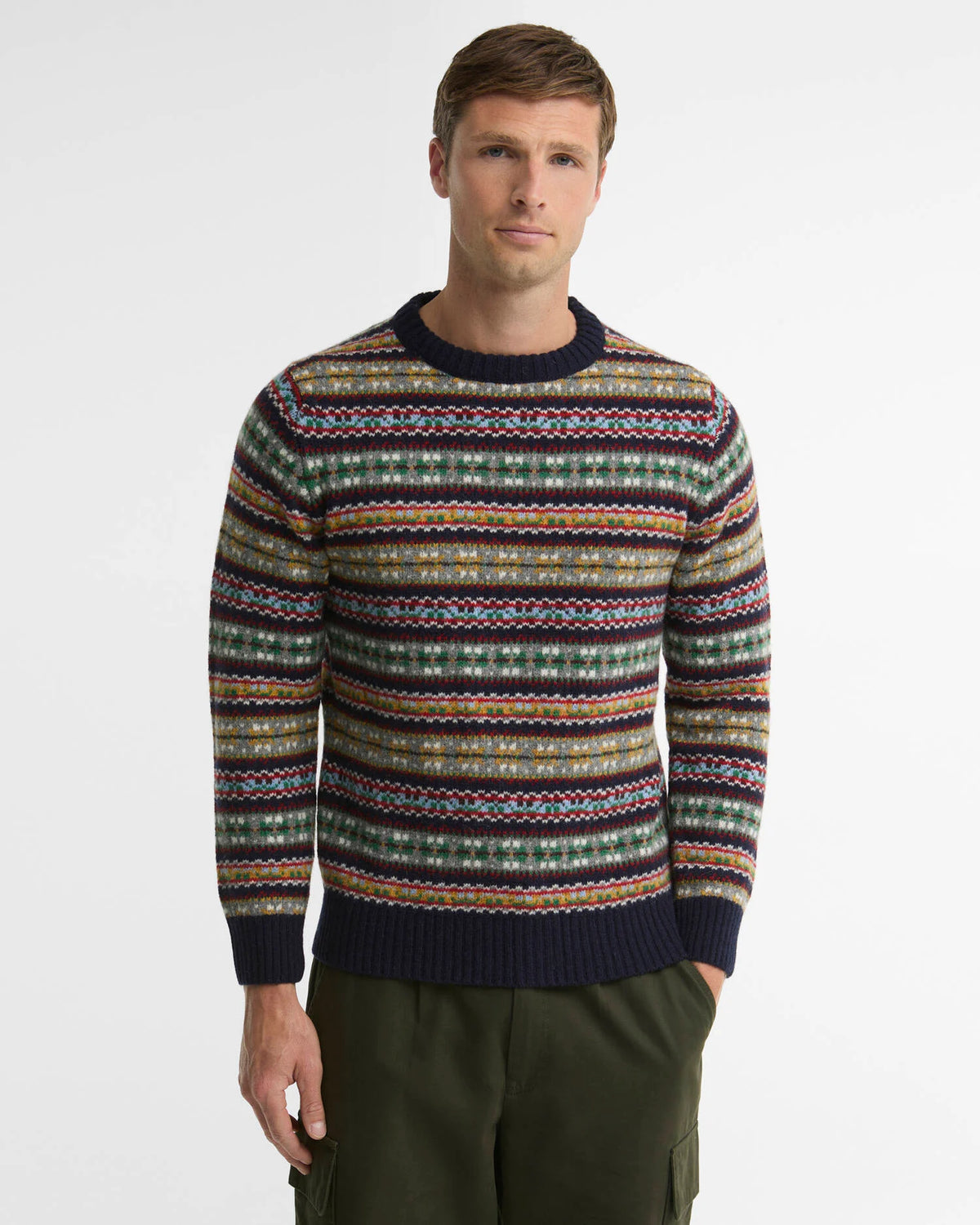 BARBOUR MAGLIONE FAIR ISLE NAVY